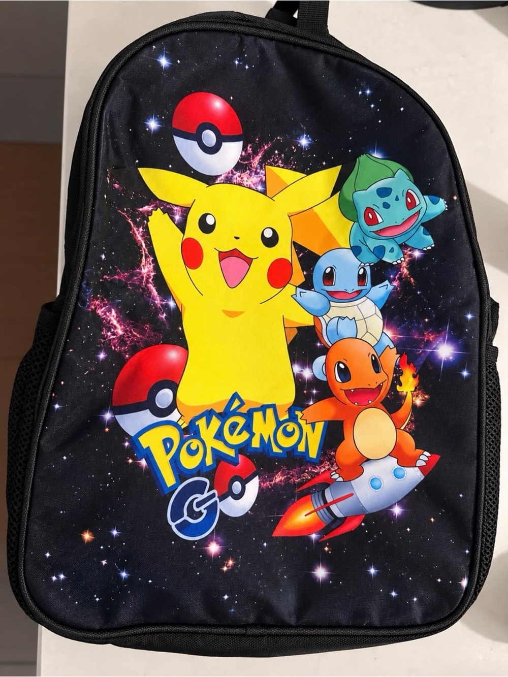 Pokémon Kids Backpack with Pikachu, Charmander, Squirtle & Bulbasaur - Black